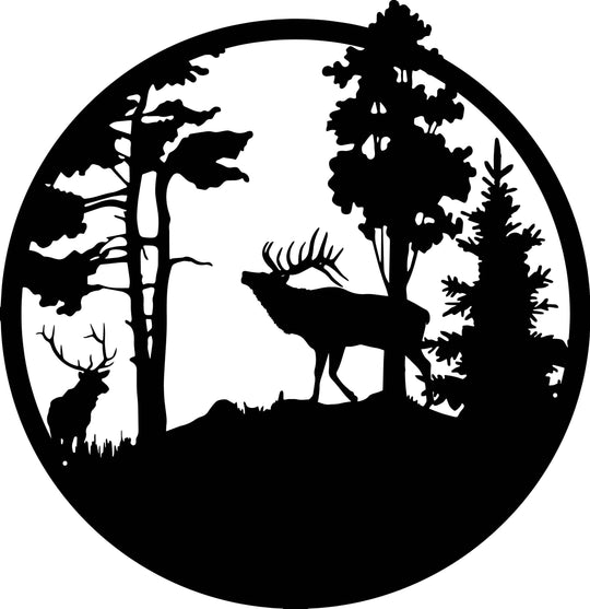 Elk Tree Scene – MetalSignsAmerica