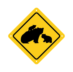 Mama Bear and Cubs Road Sign