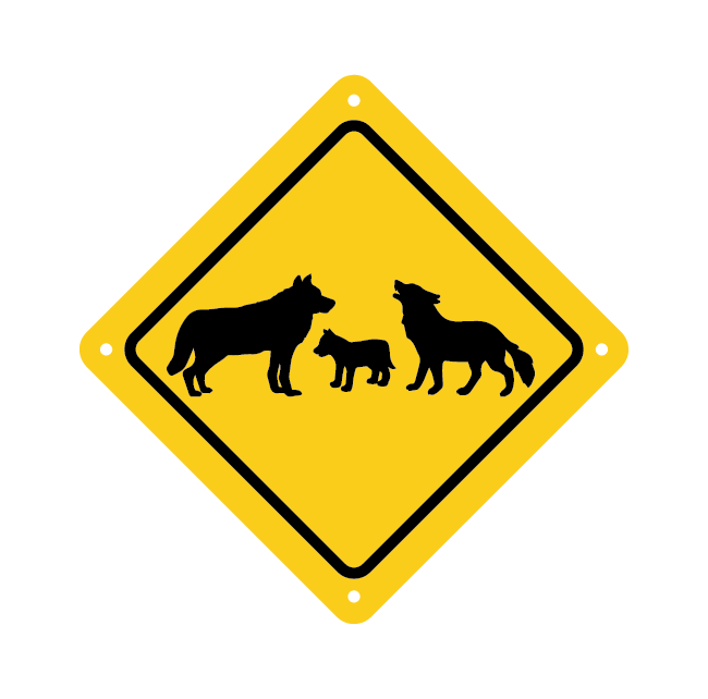 Wolf Family Road Sign